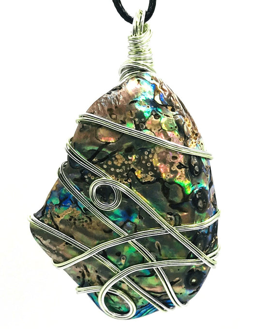 Abalone Shell Multi Color Light Green Extra Large 2 1/2 + inch Pendant - Sunshine & Goldie