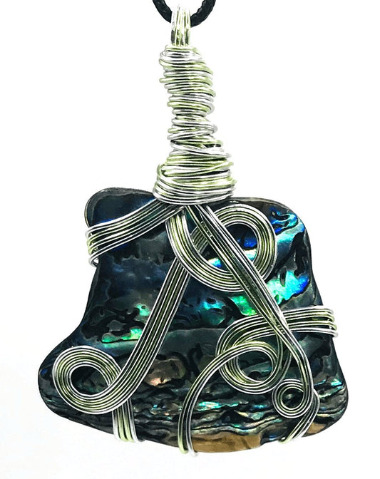 Abalone Shell Multi Color Light Green Large 2-2 1/2 inch Pendant - Sunshine & Goldie