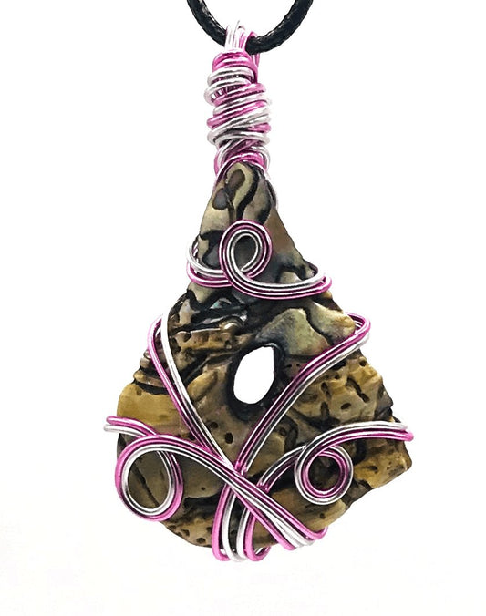 Abalone Shell Multi Color Silver Pink Medium 1 1/2-2 inch Pendant - Sunshine & Goldie