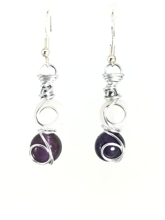 Amethyst & Moonstone Earrings - Sunshine & Goldie