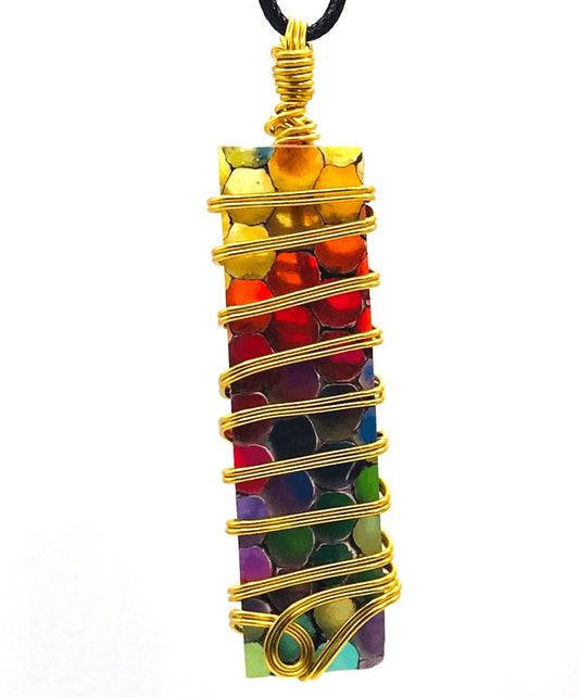 Bee Comb Resin Filled Multi Color Gold Large 2-2 1/2 inch Pendant - Sunshine & Goldie