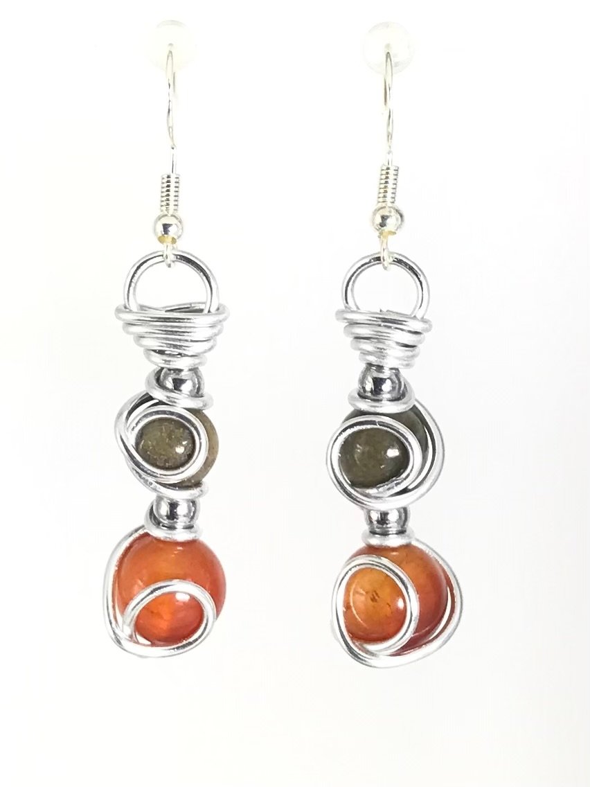 Dragon's Blood & Fire Agate Earrings - Sunshine & Goldie