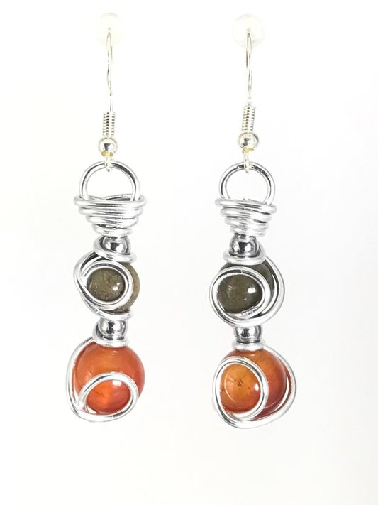Dragon's Blood & Fire Agate Earrings - Sunshine & Goldie