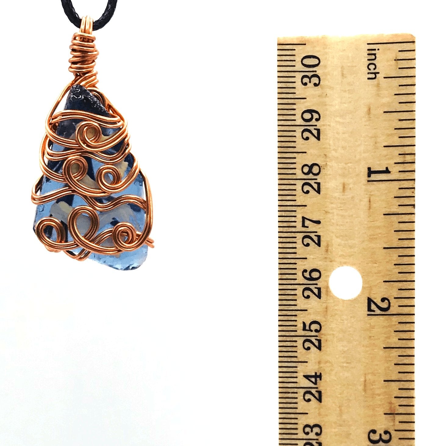 Hand Painted Limited Edition Sea Glass Blue Copper Small 1-1 1/2 inch Pendant - Sunshine & Goldie