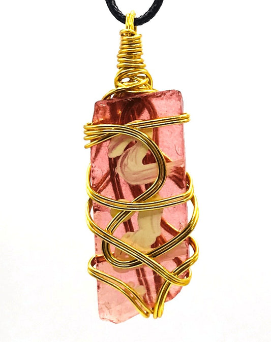 Hand Painted Limited Edition Sea Glass Red Gold Medium 1 1/2-2 inch Pendant - Sunshine & Goldie