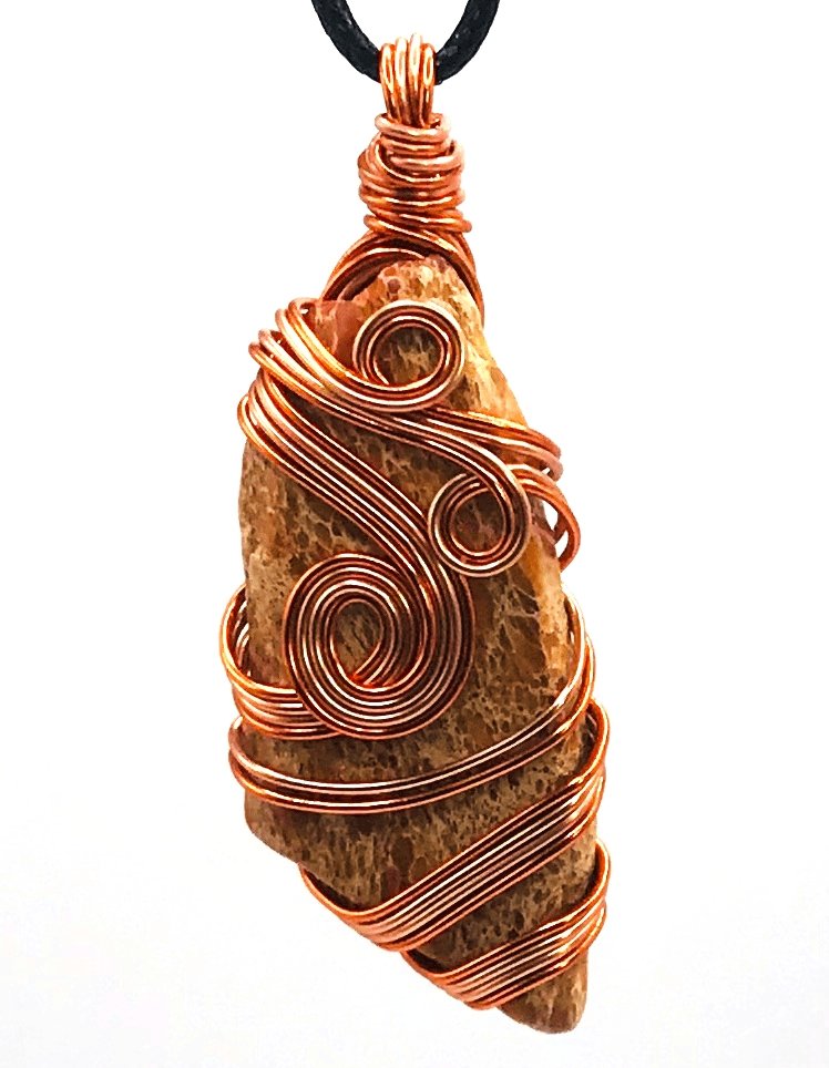 Imperial Jasper Stone Orange Copper and Orange Medium 1 1/2-2 inch Pendant - Sunshine & Goldie
