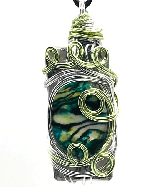 Rock & Glass Abalone Green Light Green Medium 1 1/2-2 inch Pendant - Sunshine & Goldie