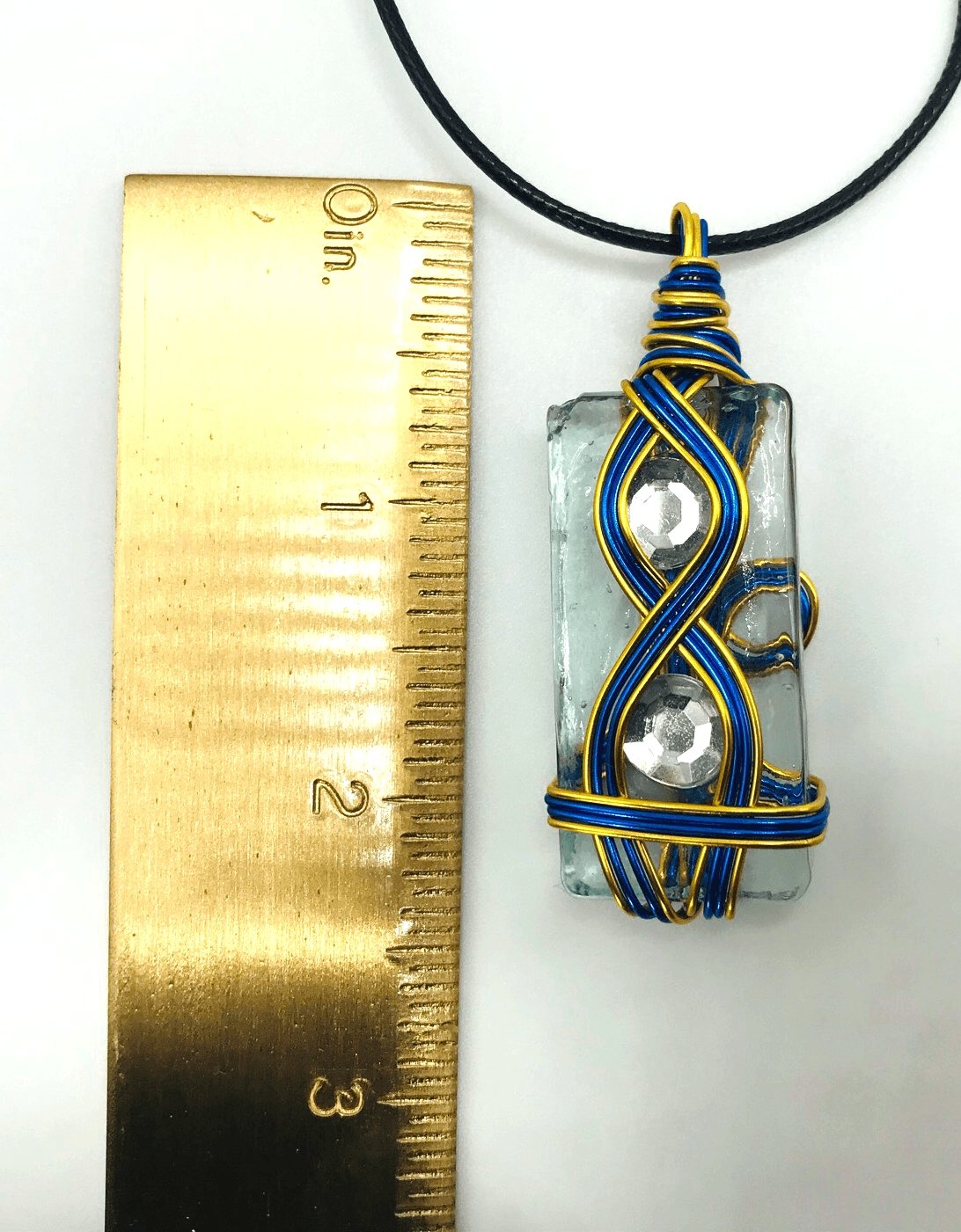 Rock & Glass Blue Gold Medium 1 1/2-2 inch Pendant - Sunshine & Goldie