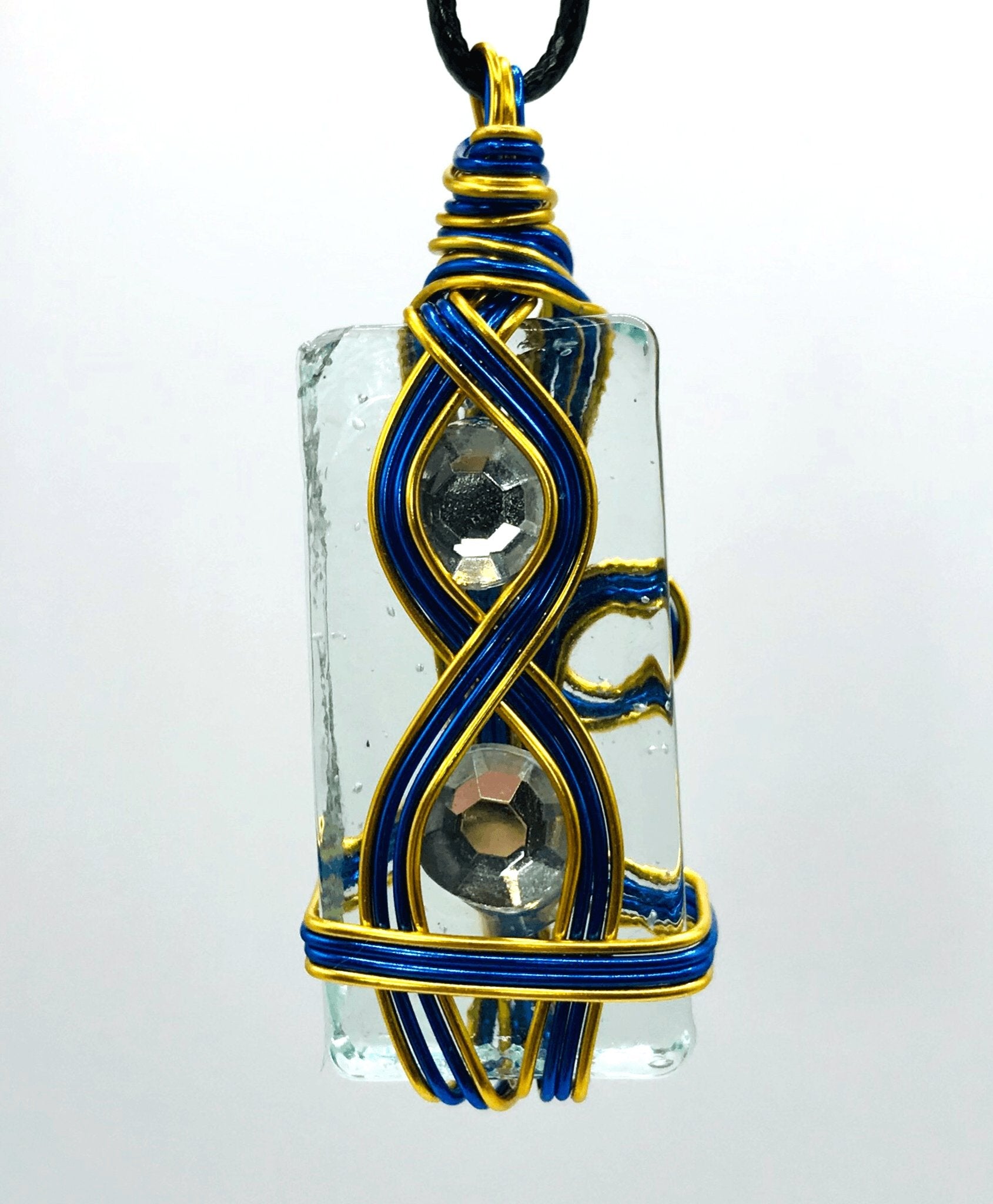 Rock & Glass Blue Gold Medium 1 1/2-2 inch Pendant - Sunshine & Goldie