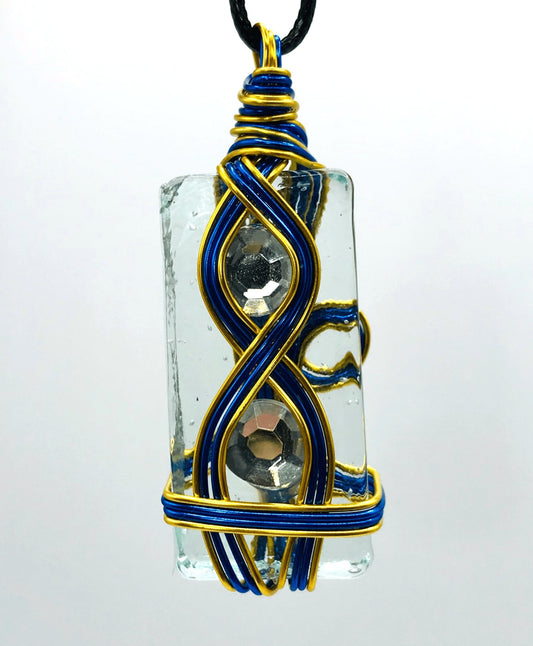 Rock & Glass Blue Gold Medium 1 1/2-2 inch Pendant - Sunshine & Goldie