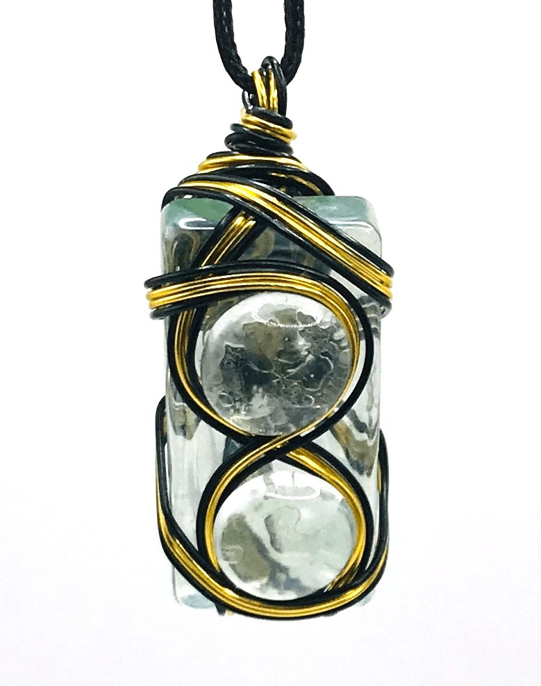 Rock & Glass Gold Black Medium 1 1/2-2 inch Pendant - Sunshine & Goldie