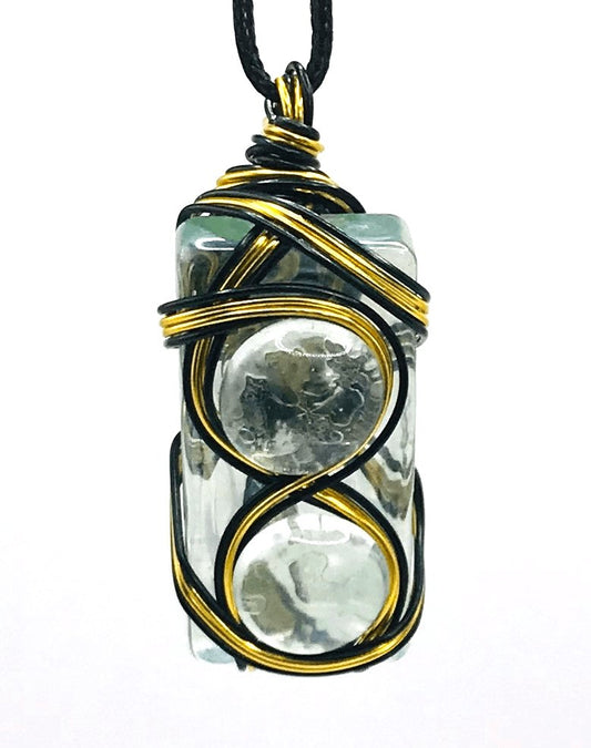 Rock & Glass Gold Black Medium 1 1/2-2 inch Pendant - Sunshine & Goldie