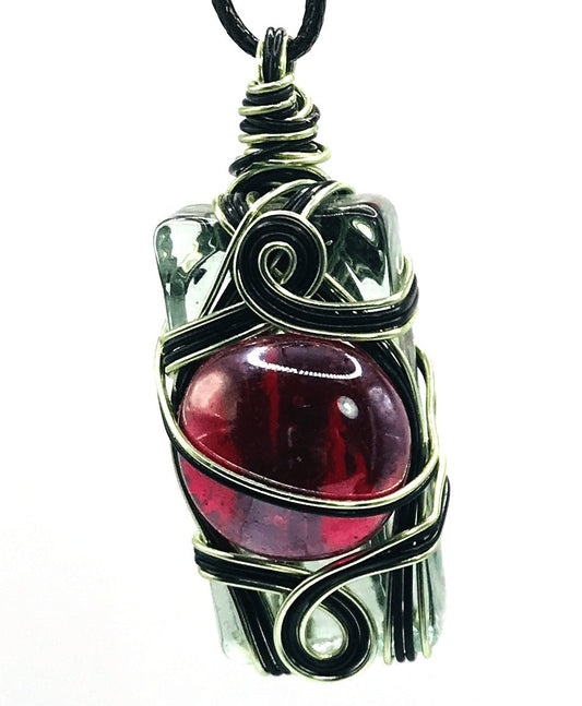 Rock & Glass Red Black Light Green 1 1/2-2 inch Pendant - Sunshine & Goldie