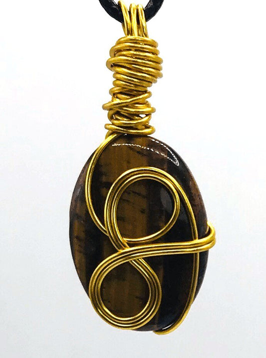 Tiger Eye Brown Gold Small 1-1 1/2 inch Pendant - Sunshine & Goldie
