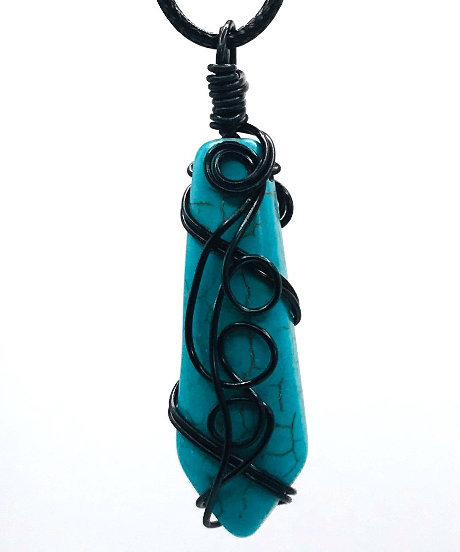 Turquoise Howlite Stone Black Medium 1 1/2-2 inch Pendant - Sunshine & Goldie
