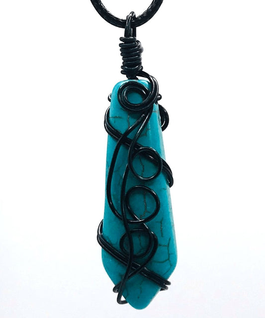Turquoise Howlite Stone Black Medium 1 1/2-2 inch Pendant - Sunshine & Goldie