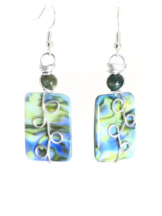 Abalone & Green Agate Earrings - Sunshine & Goldie