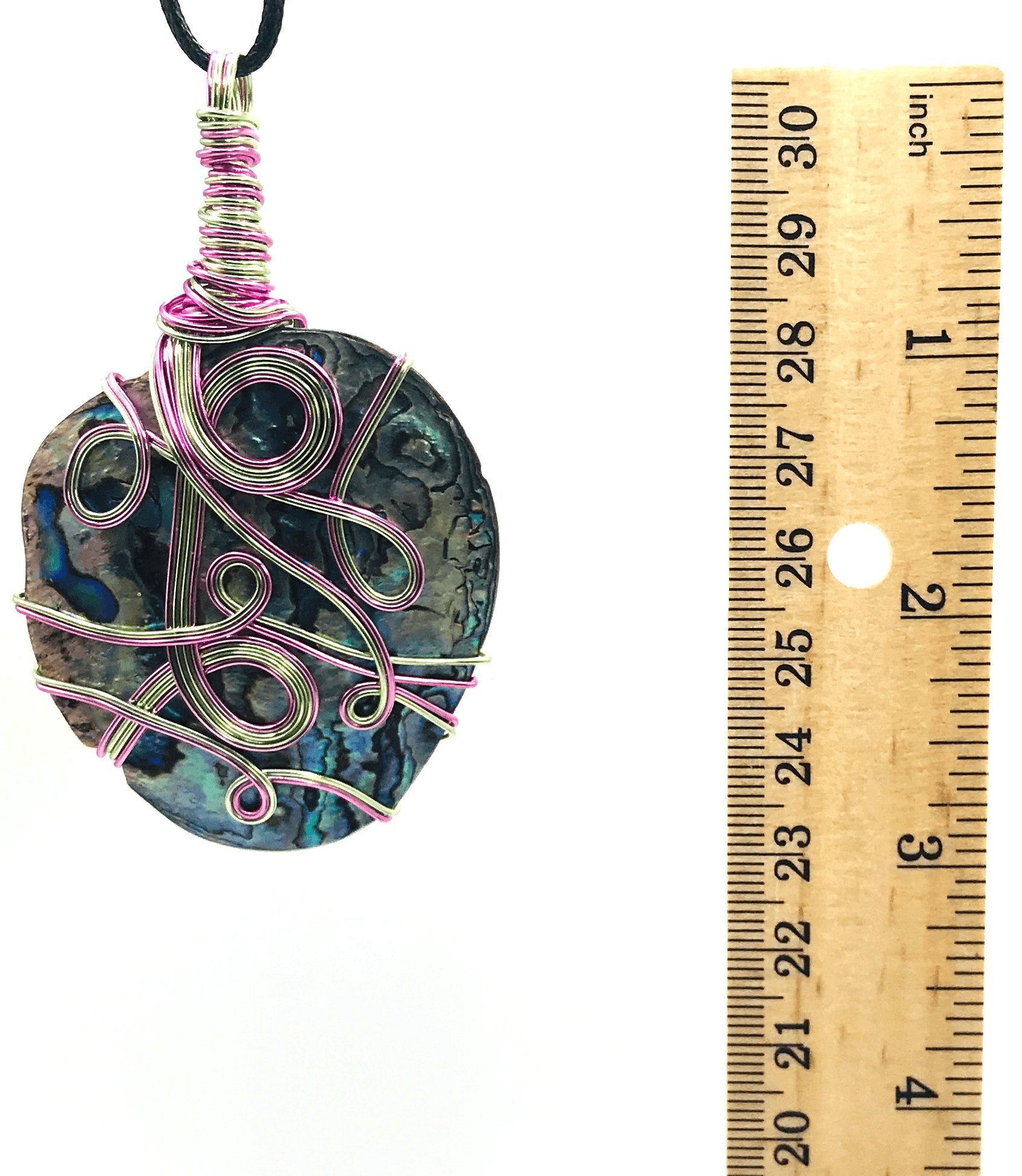 Abalone Shell Multi Color Light Green Pink Extra Large 2 1/2 + inch Pendant - Sunshine & Goldie