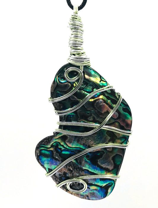 Abalone Shell Multi Color Light Green V2 Extra Large 2 1/2 + inch Pendant - Sunshine & Goldie