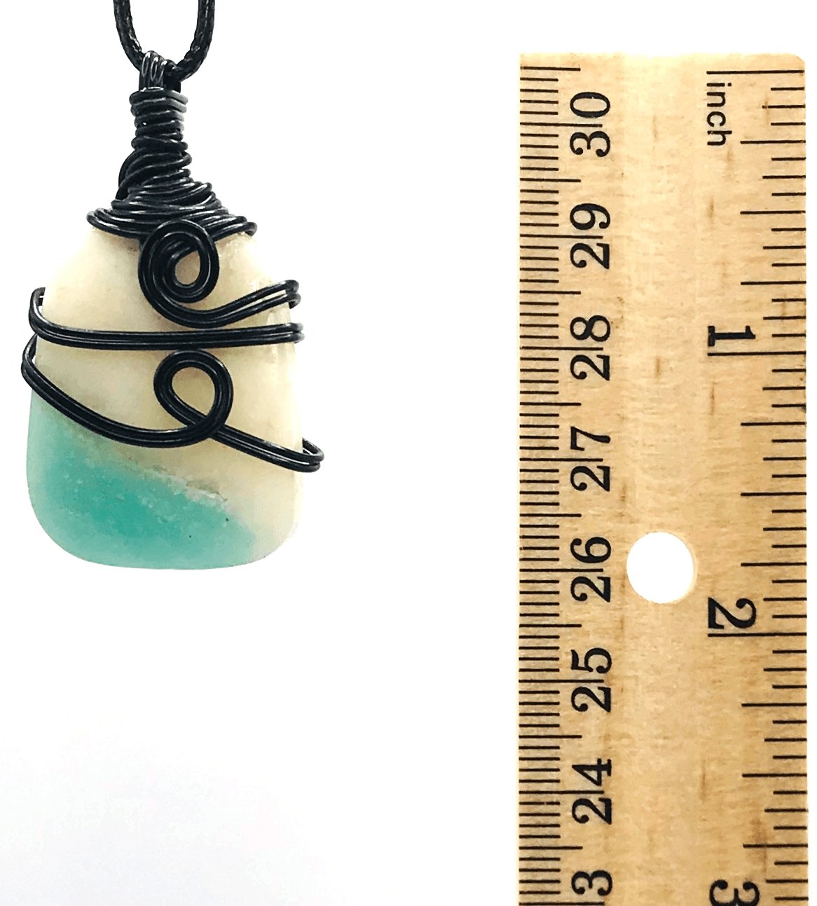 Amazonite Stone Green White Black Medium 1 1/2-2 inch Pendant - Sunshine & Goldie