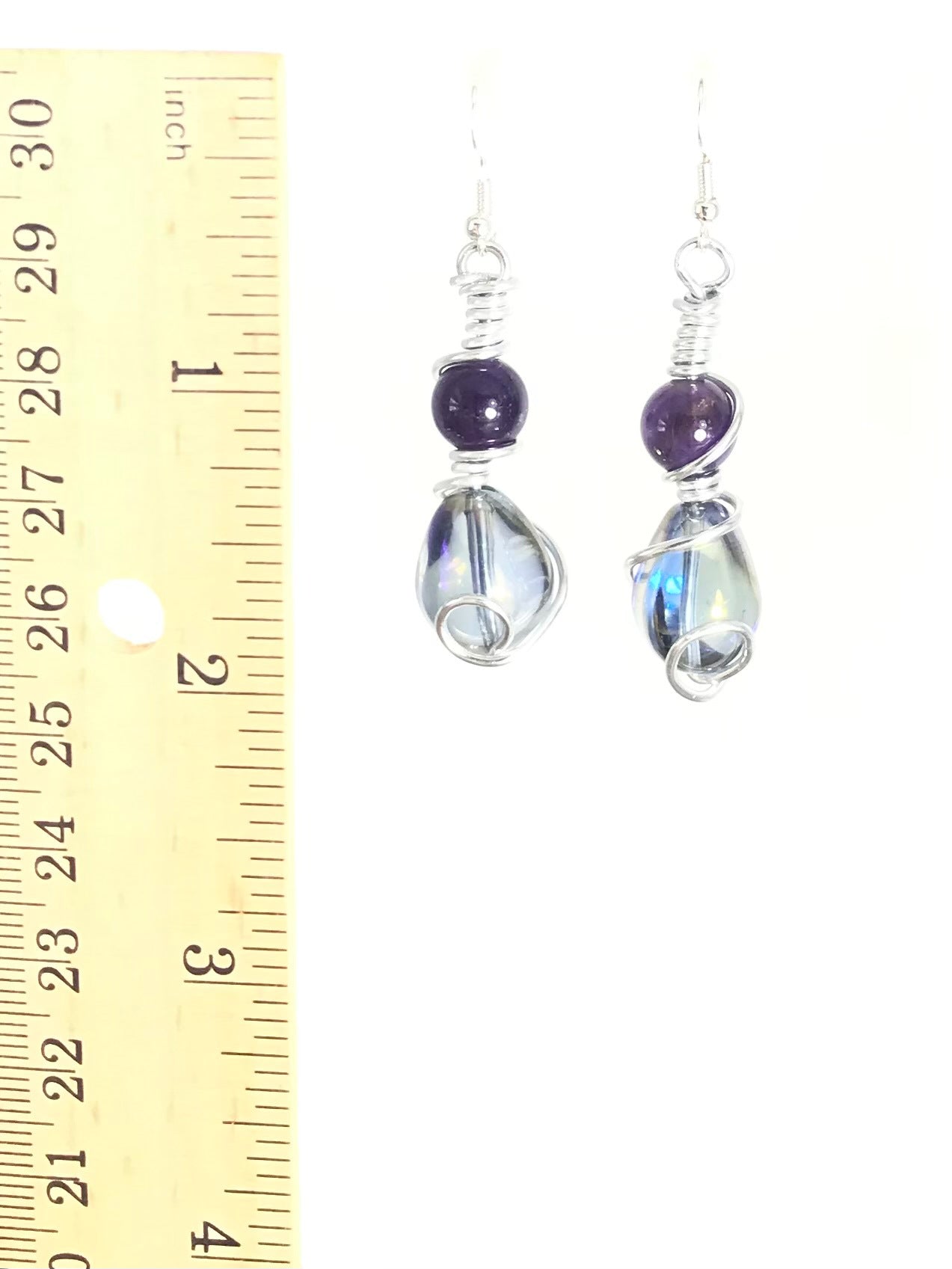 Amethyst & Aurora Glass Earrings - Sunshine & Goldie