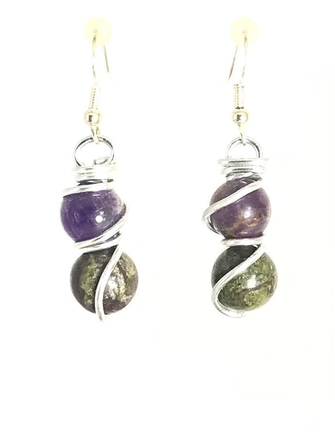 Amethyst & Dragon's Blood Earrings - Sunshine & Goldie