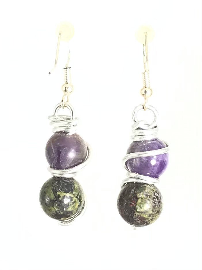 Amethyst & Dragon's Blood Earrings - Sunshine & Goldie