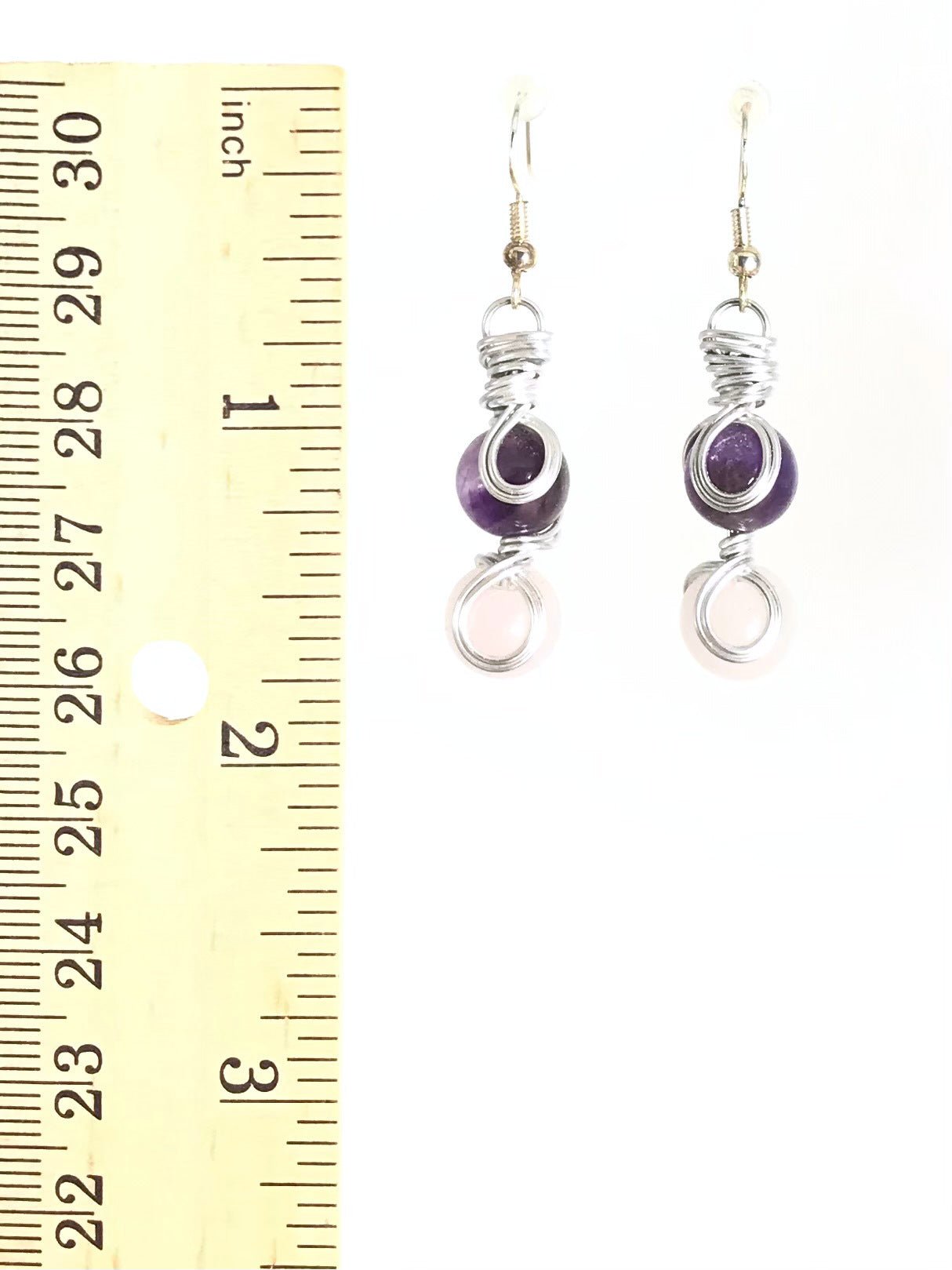 Amethyst & Rose Quartz Earrings - Sunshine & Goldie