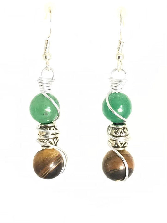 Aventurine & Tiger's Eye Earrings - Sunshine & Goldie