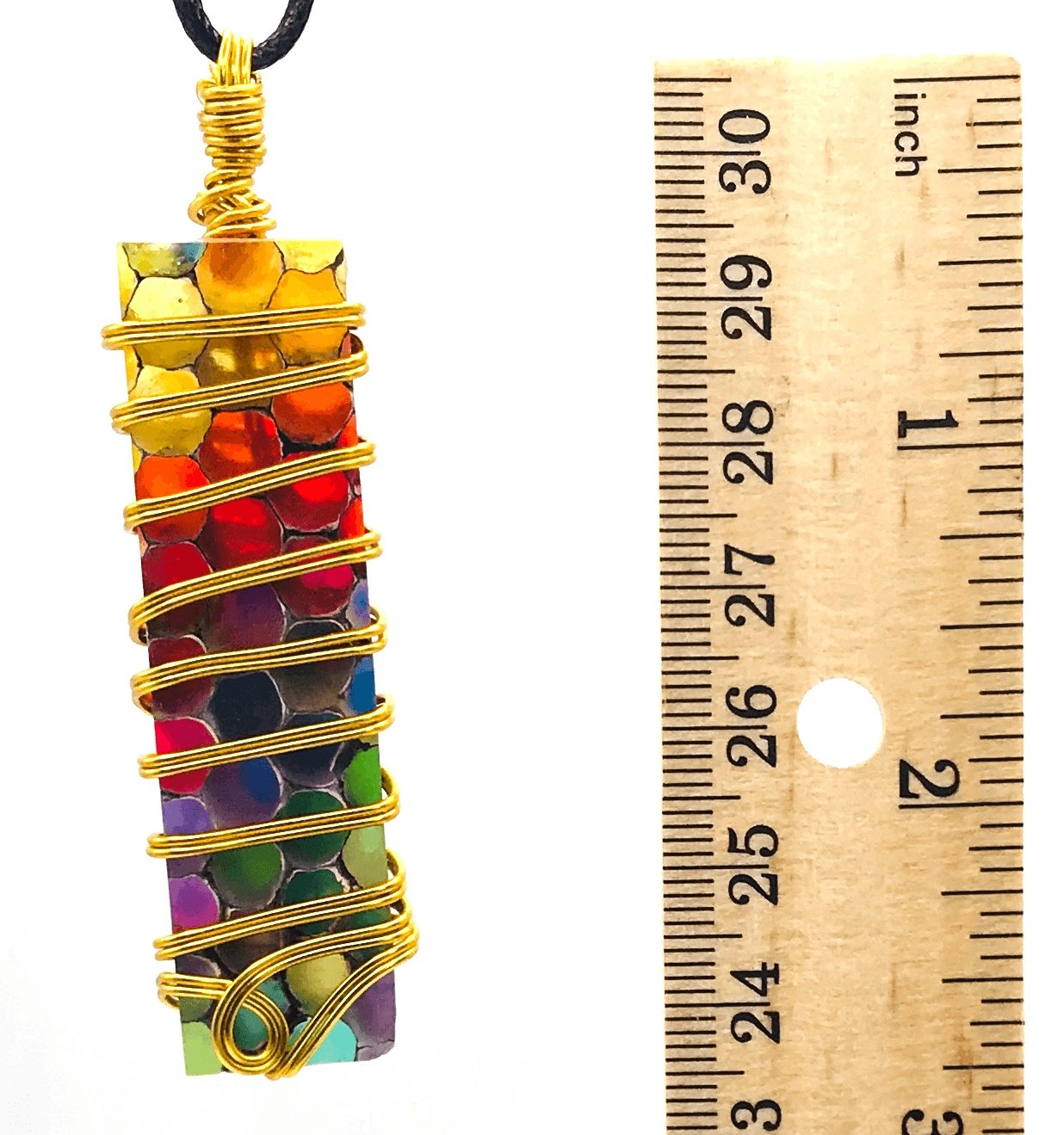 Bee Comb Resin Filled Multi Color Gold Large 2-2 1/2 inch Pendant - Sunshine & Goldie