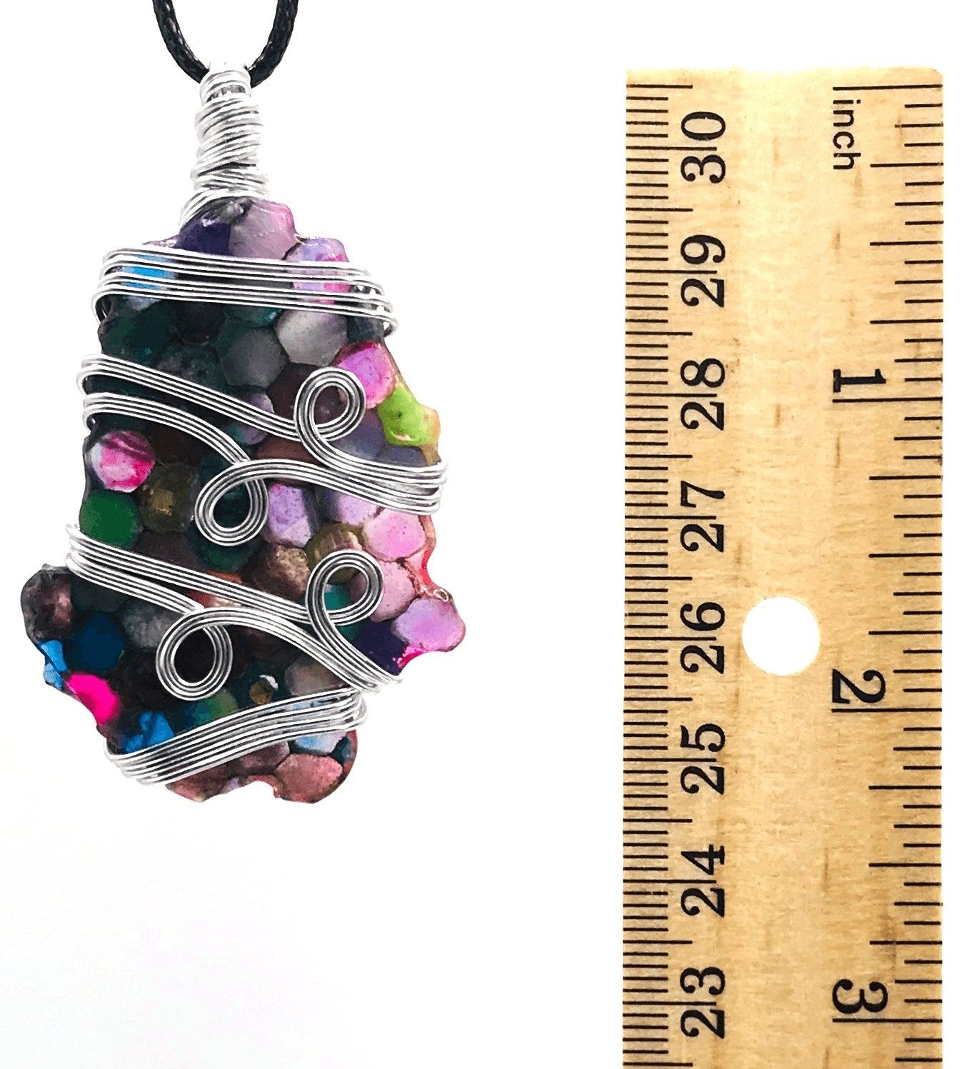 Bee Comb Resin Filled Multi Color Silver V2 Medium 1 1/2-2 inch Pendant - Sunshine & Goldie