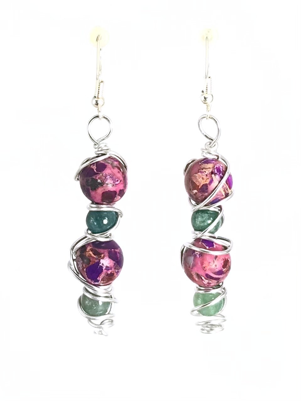 Imperial Jasper & Fluorite Earrings - Sunshine & Goldie