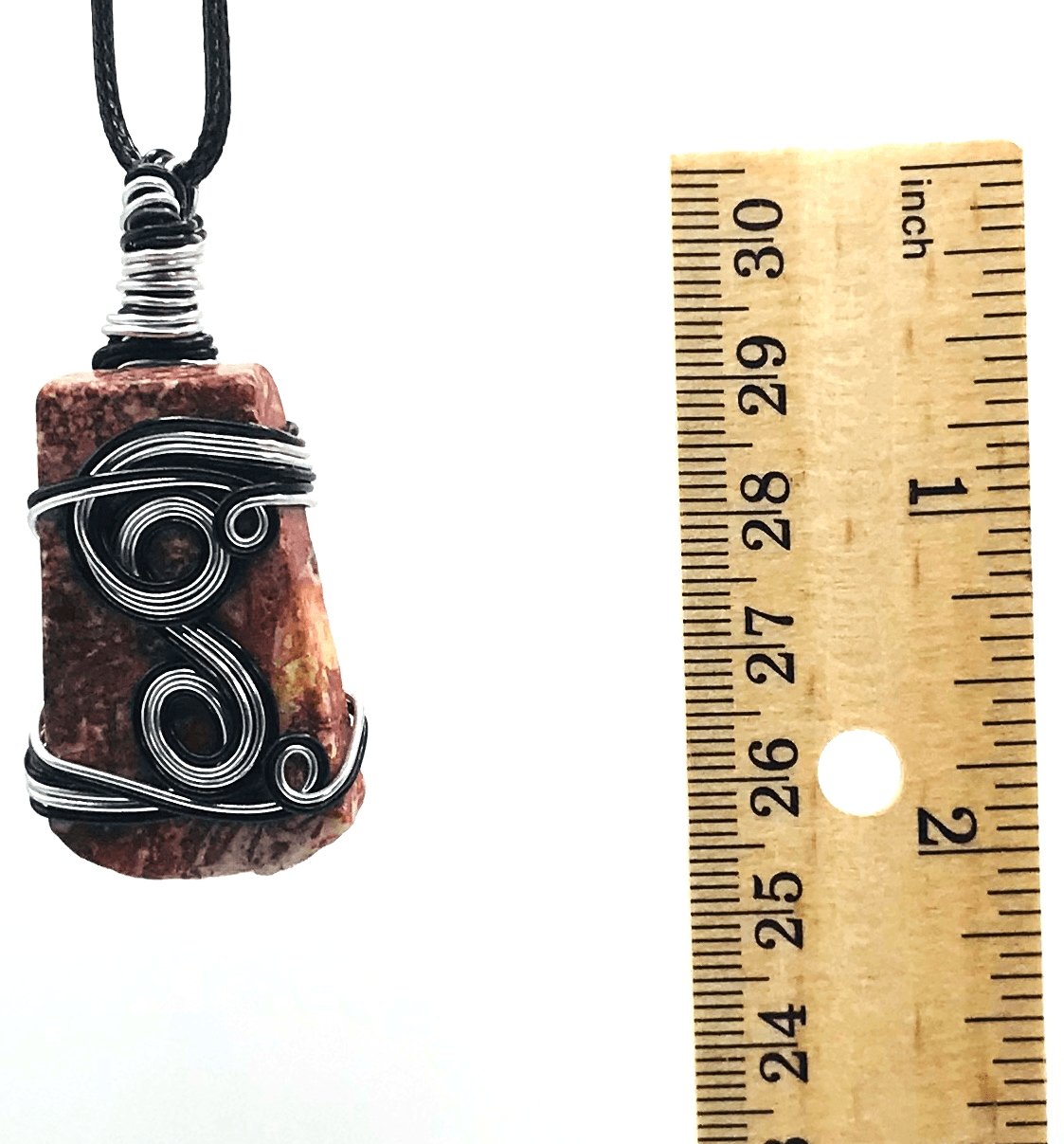 Leopard Jasper Stone Natural Silver and Black Medium 1 1/2-2 inch Pendant - Sunshine & Goldie