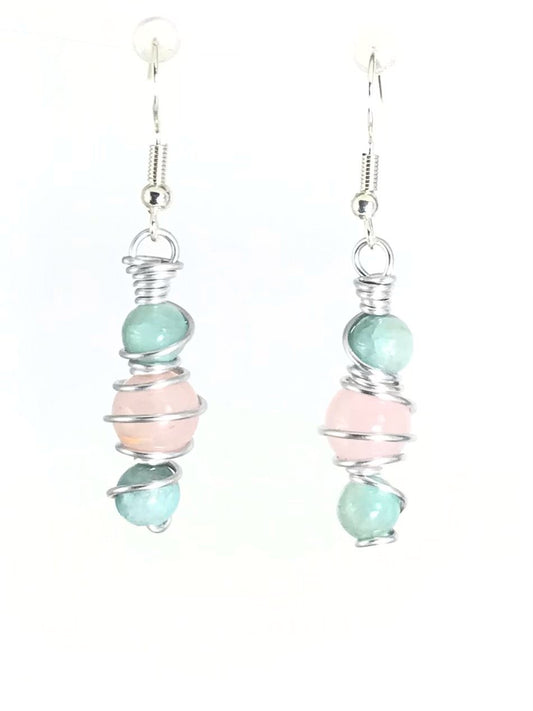 Quartz & Rose Quartz Earrings - Sunshine & Goldie