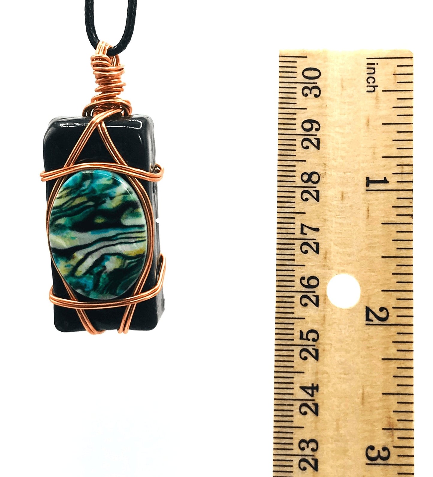 Rock & Glass Abalone Green Black and Copper Medium 1 1/2-2 inch Pendant - Sunshine & Goldie