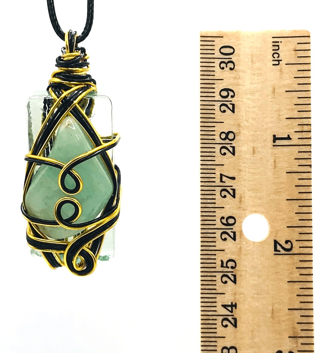 Rock & Glass Aventurine Green Black Gold Medium 1 1/2-2 inch Pendant - Sunshine & Goldie