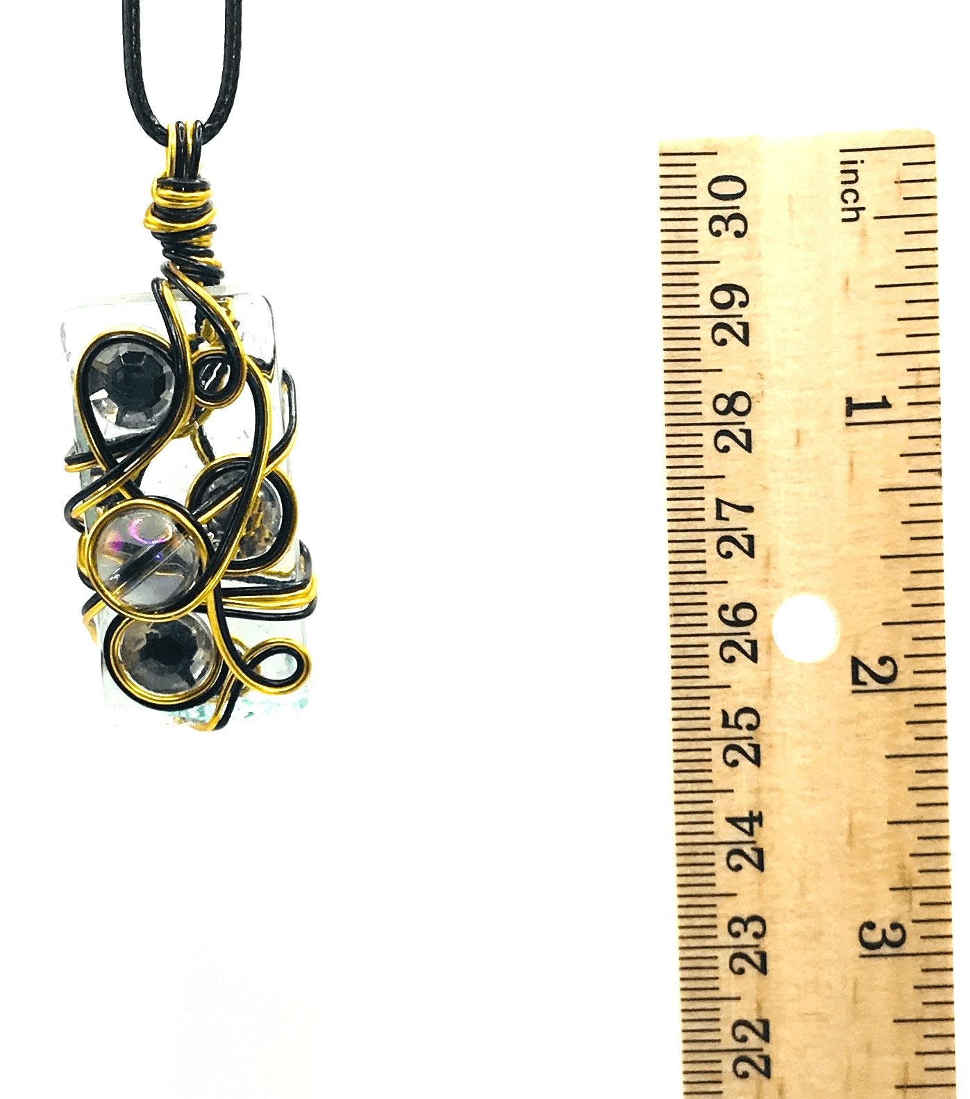 Rock & Glass Bauble Gold Black Medium 1 1/2-2 inch Pendant - Sunshine & Goldie