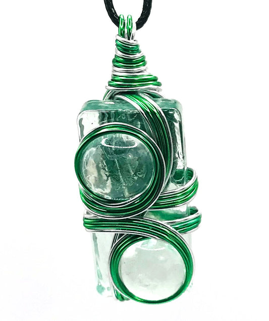 Rock & Glass Green Silver Medium 1 1/2-2 inch Pendant - Sunshine & Goldie