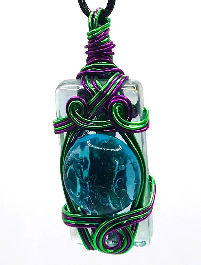 Rock & Glass Light Blue Green Purple Medium 1 1/2-2 inch Pendant - Sunshine & Goldie