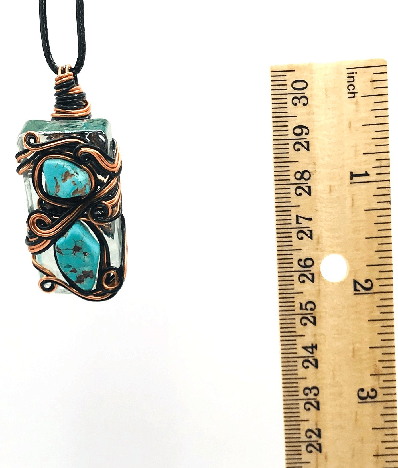 Rock & Glass Turquoise Wagnerite Copper and Black Medium 1 1/2-2 inch Pendant - Sunshine & Goldie