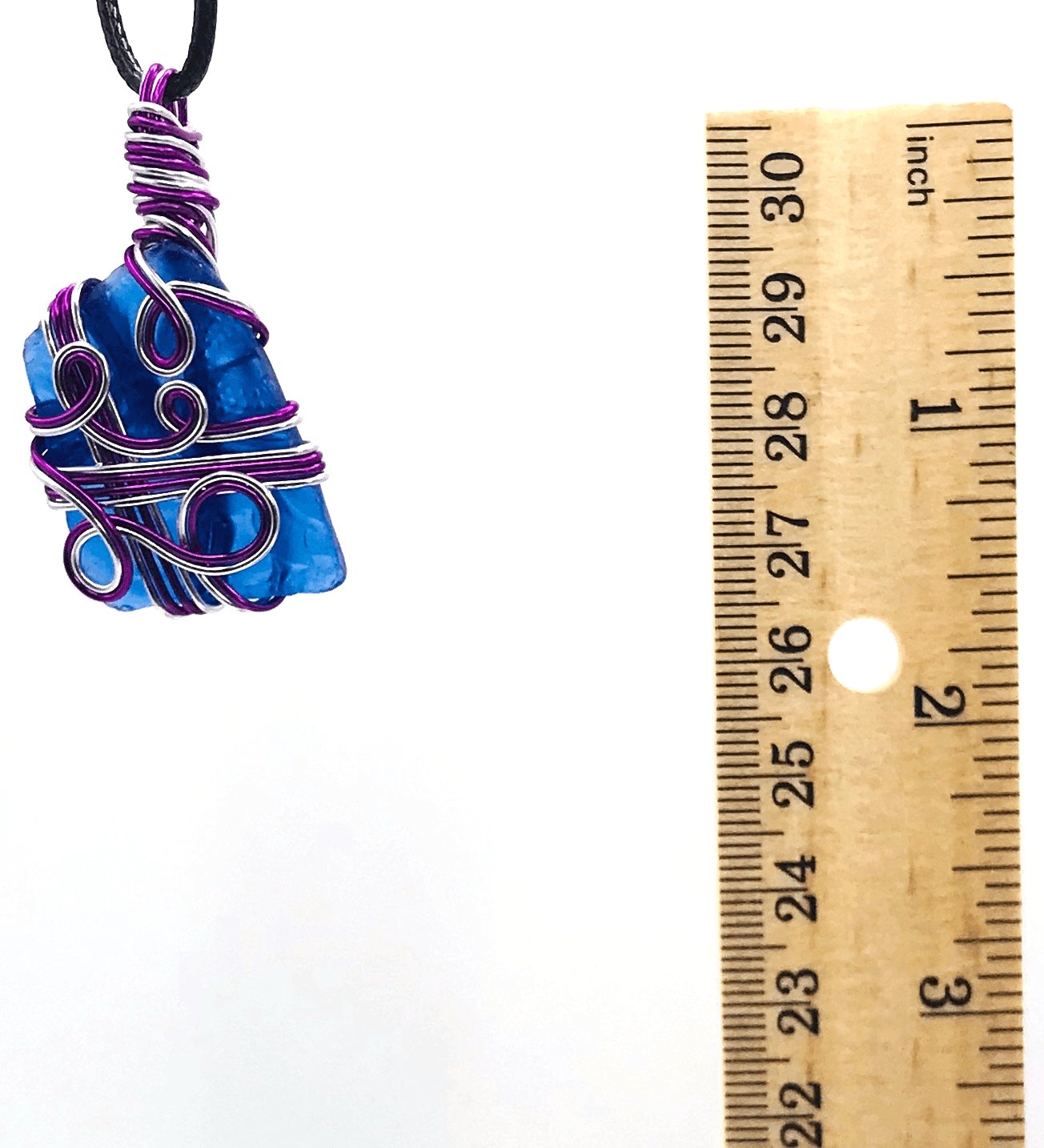 Sea Glass Blue Purple and Silver Small 1-1 1/2 inch Pendant - Sunshine & Goldie
