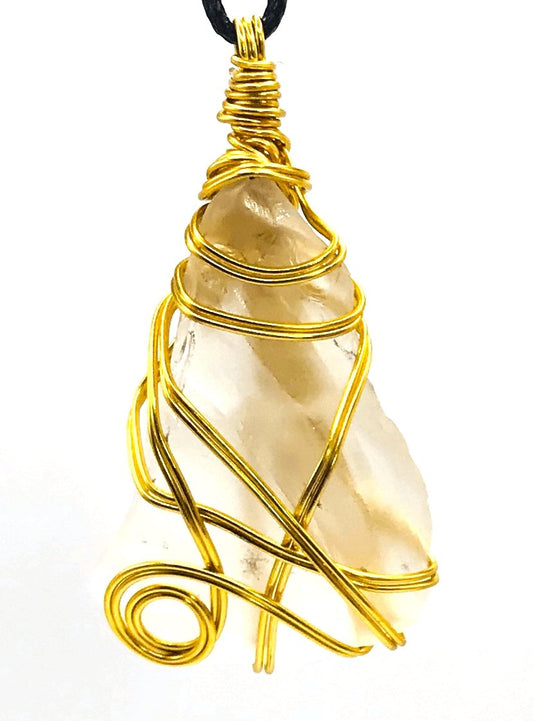 Sea Glass Clear Gold Medium 1 1/2-2 inch Pendant - Sunshine & Goldie