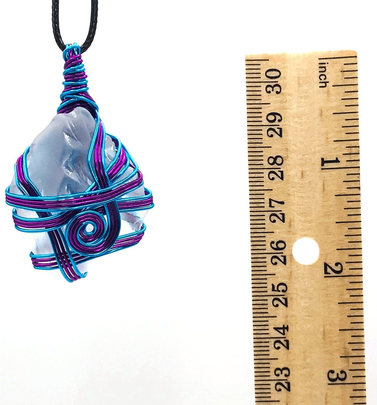 Sea Glass Clear Purple and Sky Blue Medium 1 1/2-2 inch Pendant - Sunshine & Goldie