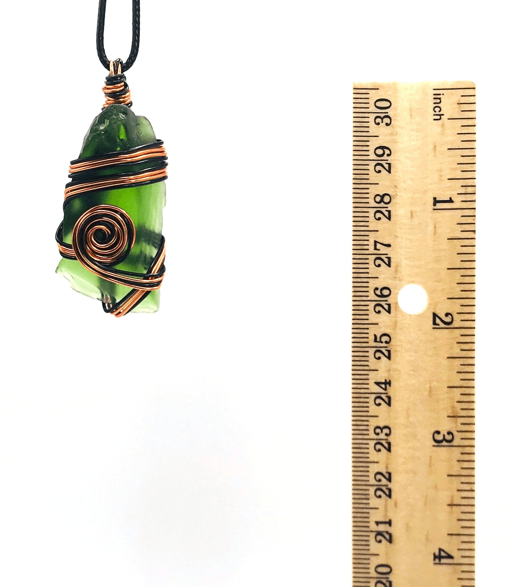 Sea Glass Green Copper and Black Medium 1 1/2-2 inch Pendant - Sunshine & Goldie