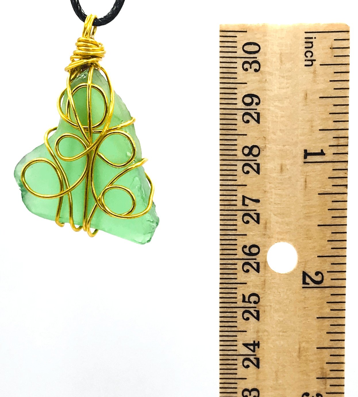 Sea Glass Green Gold Medium 1 1/2-2 inch Pendant - Sunshine & Goldie