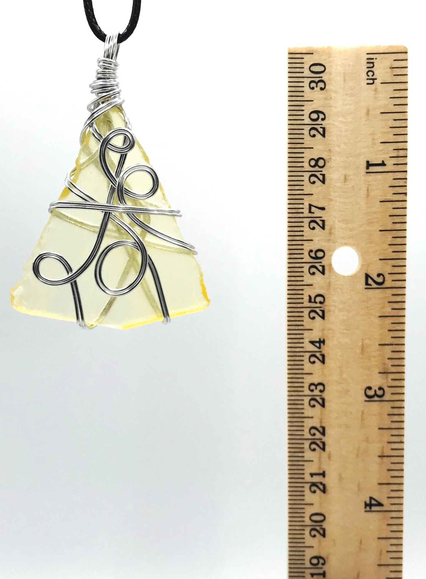 Sea Glass Yellow Silver Large 2-2 1/2 inch Pendant - Sunshine & Goldie