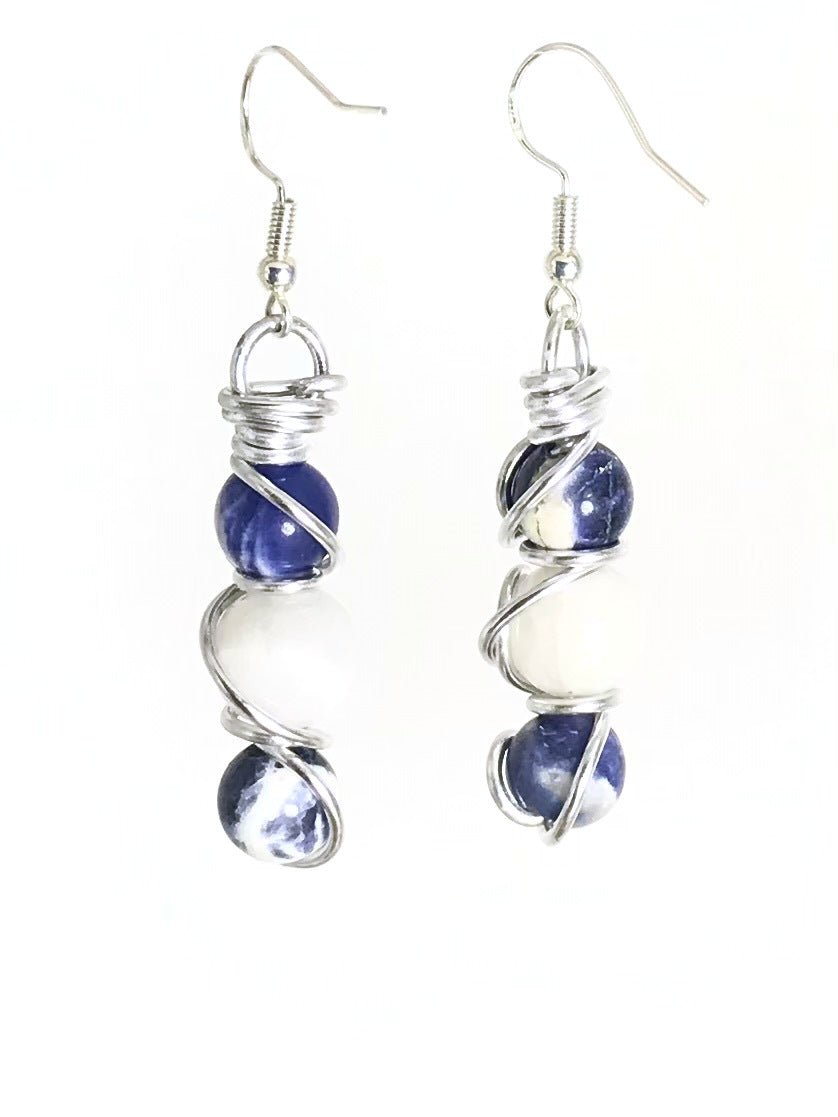 Sodalite & Moonstone Earrings - Sunshine & Goldie