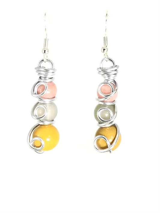 Sunstone Quartz & Mookaite Earrings - Sunshine & Goldie