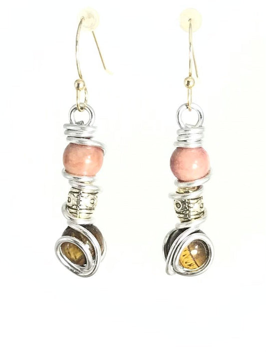 Sunstone & Tiger's Eye Earrings - Sunshine & Goldie